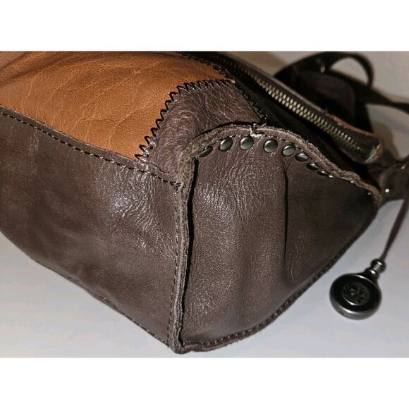 The SAK Brown Patchwork Leather Flap Crossbody 11x9x3.5 - Picture 6 of 9